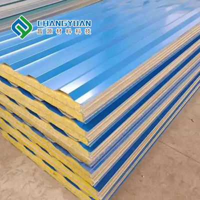 SMP PVF ฉนวนกันความร้อนแผงแซนวิชแผ่นหลังคาแซนวิชความกว้าง 1,000 มม. - 1500 มม