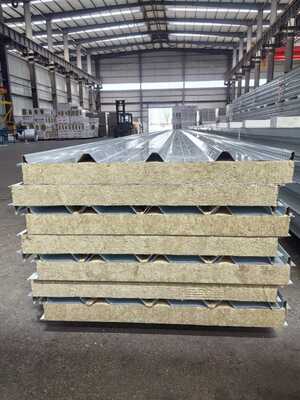 Rockwool Roof Sandwich Panel with 12 Meters Length, 0.035 W/m·K Thermalconductivity and Grade A Fireproof for Energy Insulation